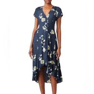 Free People Blue Floral Lost In You Midi Dress Size XS